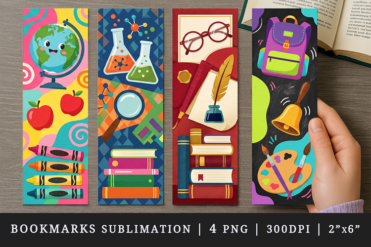 Back to school printable sublimation bookmark design