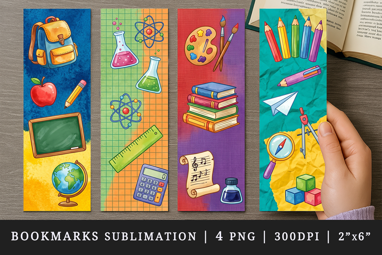 Back to school printable sublimation bookmark design