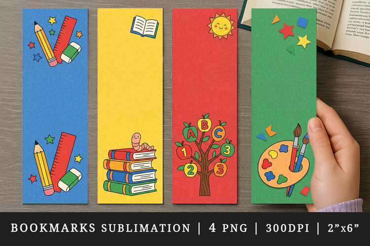 Back to school printable sublimation bookmark design example image 1
