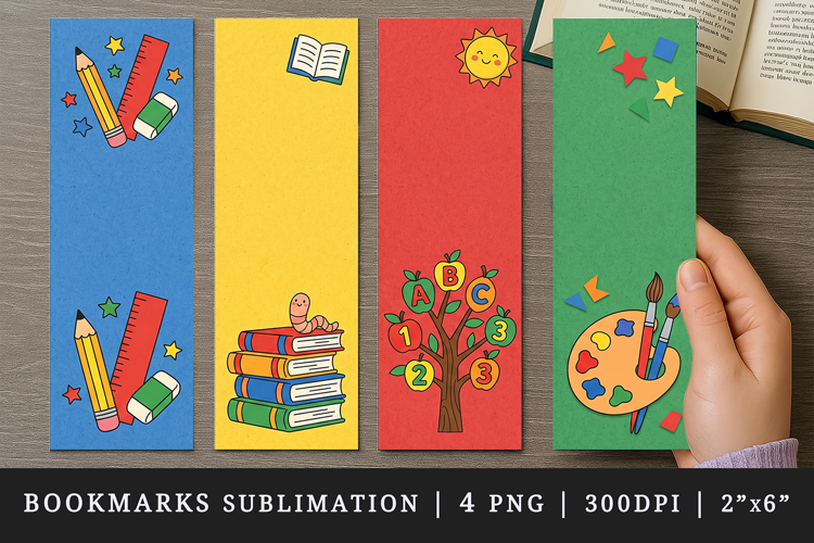 Back to school printable sublimation bookmark design