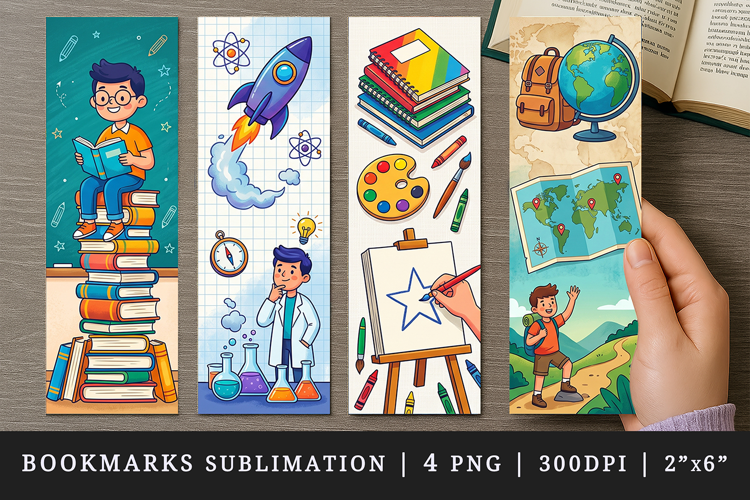 Back to school printable sublimation bookmark design