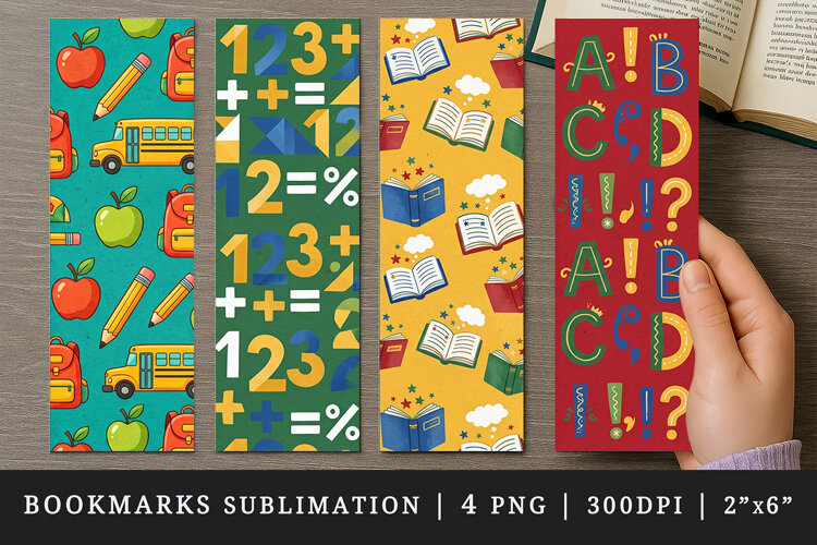 Back to school printable sublimation bookmark design example image 1