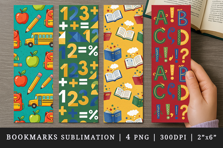 Back to school printable sublimation bookmark design