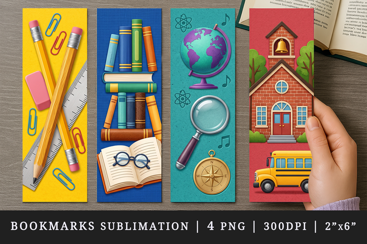 Back to school printable sublimation bookmark design
