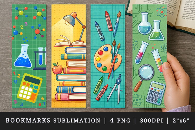 Back to school printable sublimation bookmark design example image 1