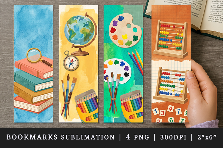 Back to school printable sublimation bookmark design