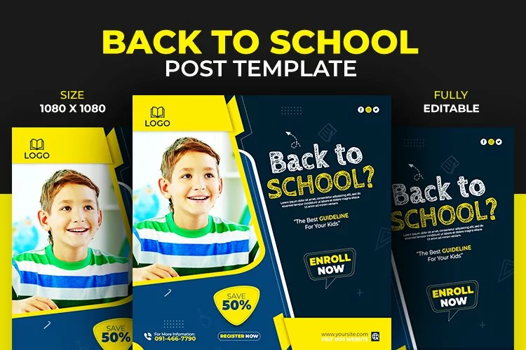 Back to School Social Media Instagram and Facebook Template