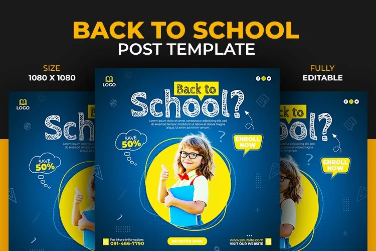Back to School Social Media Post Banner Design Template