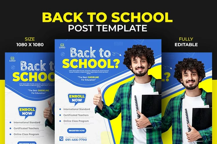 Back to School Social Media Instagram Post Design Template