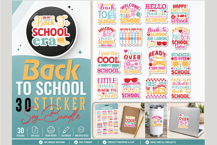 Back to School Sticker SVG Bundle