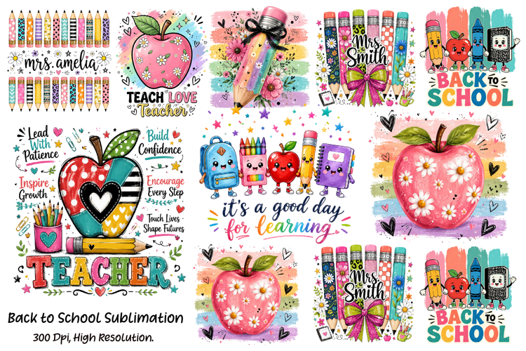 Back to School Sublimation Design,Teacher Typography