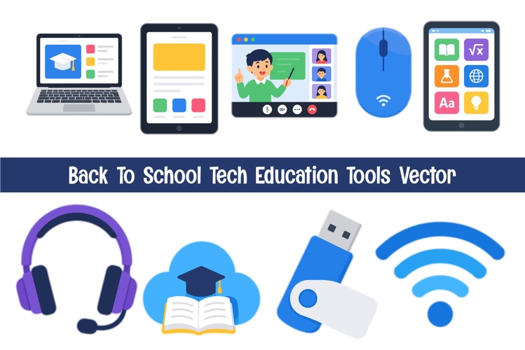 Back to School Tech Education Tools Vector