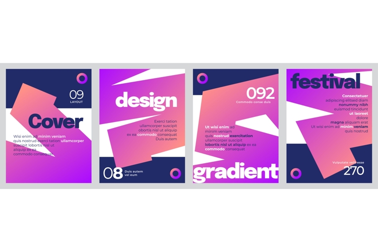 Modern and Vibrant Poster Template Set with Geometric Shapes