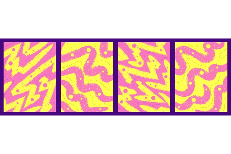 Abstract Poster Set with Pop Art Grunge Style