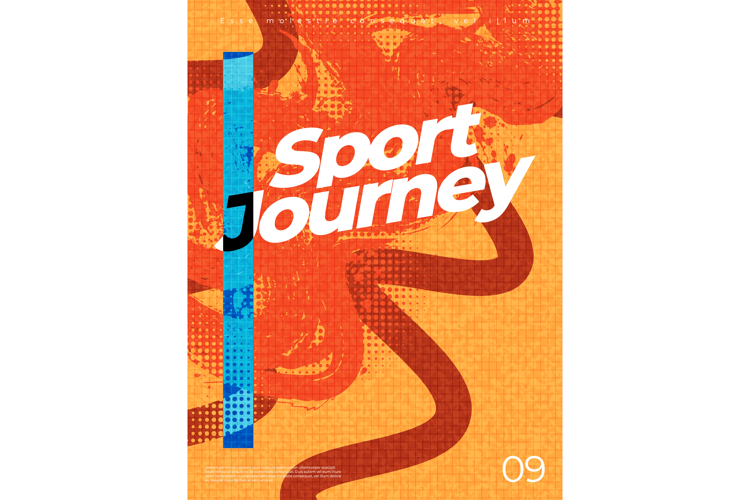 Sport Cover or Poster Design with Orange Brush Strokes