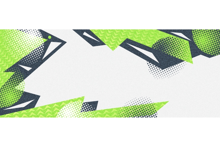 Abstract and Trendy Background with Green and Gray Shapes