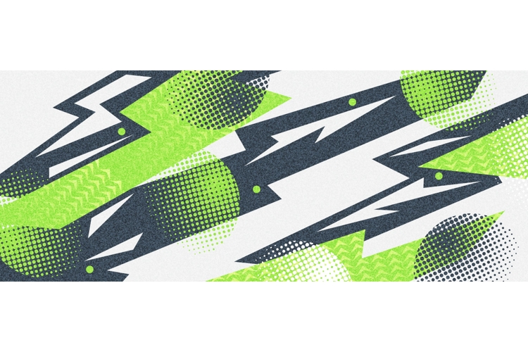 Creative Abstract Banner Design with Green and Grey Shapes
