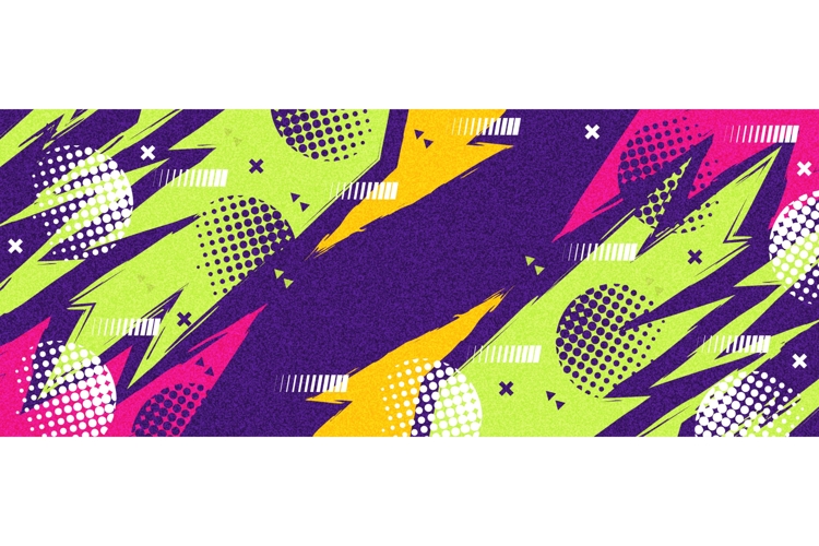 Dynamic Sport Banner Design in Colorful Pop Art Style