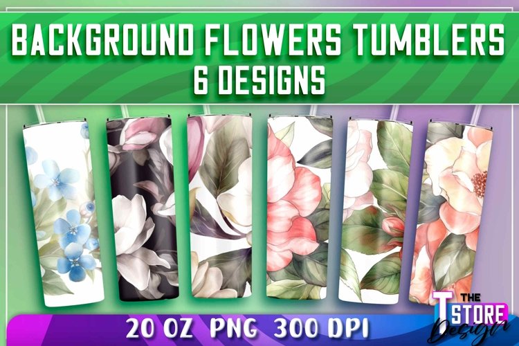 Background Flowers Tumblers Wrap 20 oz. | PNG File