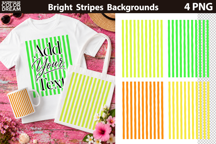 Stripes Background | Green Yellow Bright Summer Sublimation