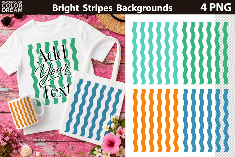 Stripes Background | Green Blue Bright Summer Sublimation