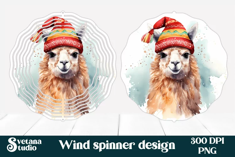Cute lama wind spinner | Christmas spinner PNG