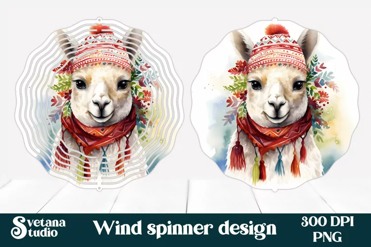 Cute lama wind spinner | Christmas spinner sublimation