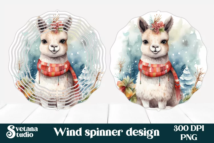 Cute lama wind spinner | Christmas wind spinner sublimation