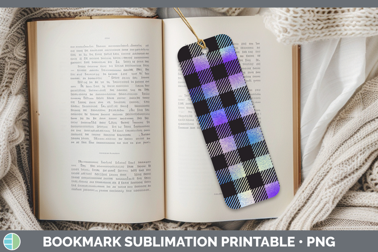 Buffalo Plaid Purple Backgrounds Bookmark Sublimation Design