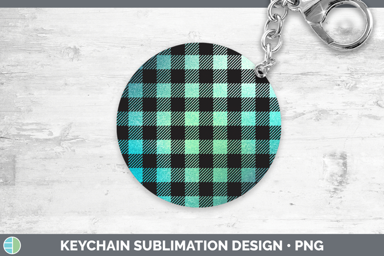 Buffalo Plaid Teal Backgrounds Keychain Sublimation Design