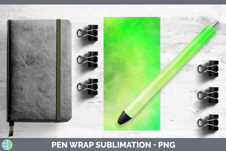 Galaxy Green Backgrounds Pen Wrap Sublimation Design
