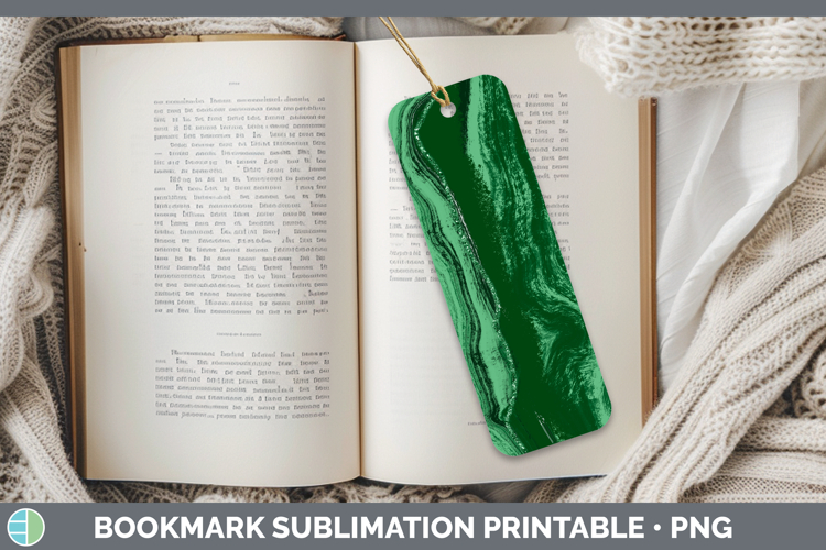 Paint Pour Green Backgrounds Bookmark Sublimation Design