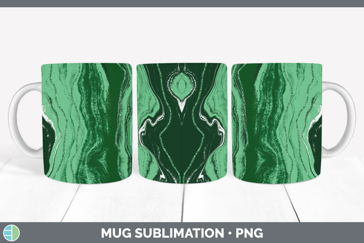 Paint Pour Green Backgrounds Mug Wrap Sublimation Design