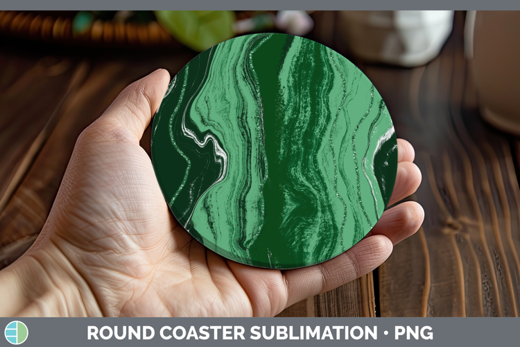 Paint Pour Green Backgrounds Round Coaster Sublimation Desig