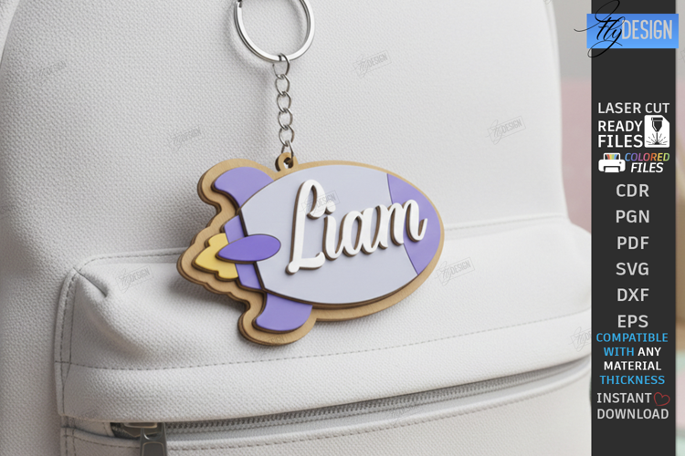 Personalized Backpack Tag Laser Cut | Name Charm | Keychain