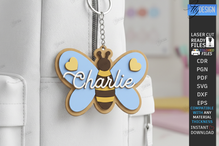 Personalized Backpack Tag Laser Cut | Name Charm | Keychain