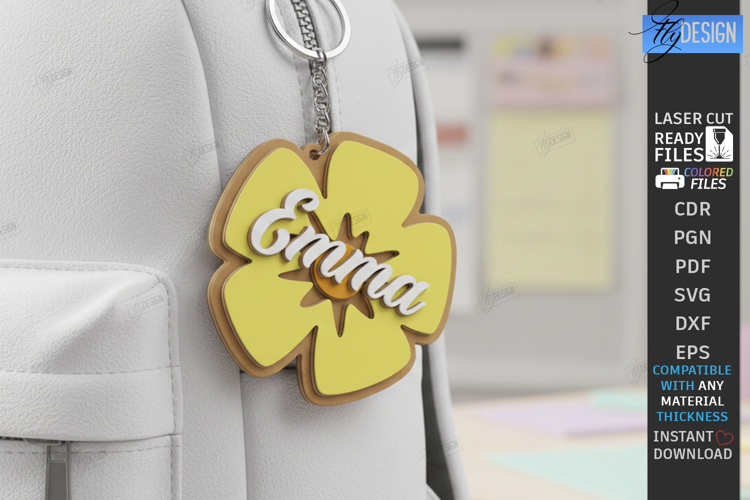 Personalized Backpack Tag Laser Cut | Name Charm | Keychain