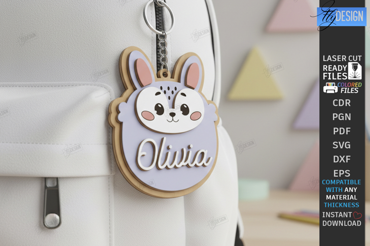 Personalized Backpack Tag Laser Cut | Name Charm | Keychain