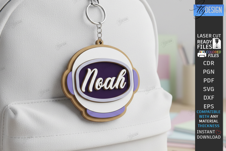 Personalized Backpack Tag Laser Cut | Name Charm | Keychain