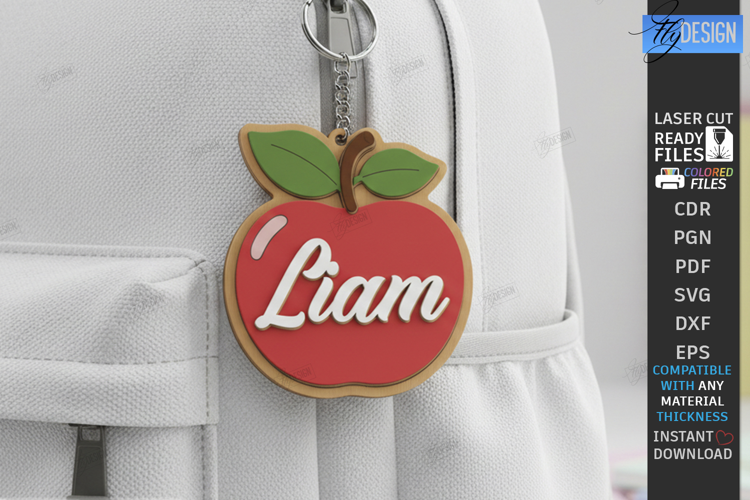 Personalized Backpack Tag Laser Cut | Name Charm | Keychain