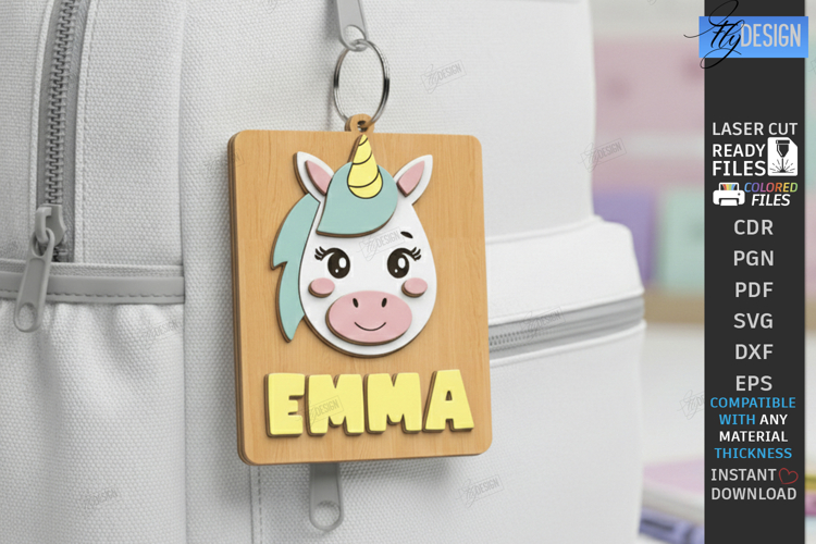 Personalized Backpack Tag Laser Cut | Name Charm | Keychain