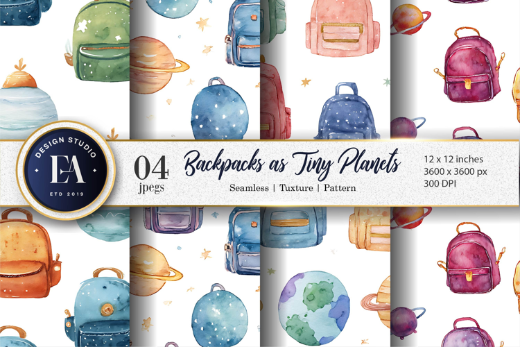 Hand-Drawn Planet Backpack Seamless Artwork Digital Paper