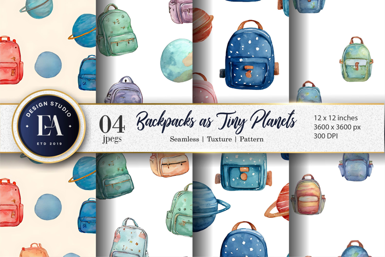 Backpacks Little Planets Craft Pattern Digital Paper