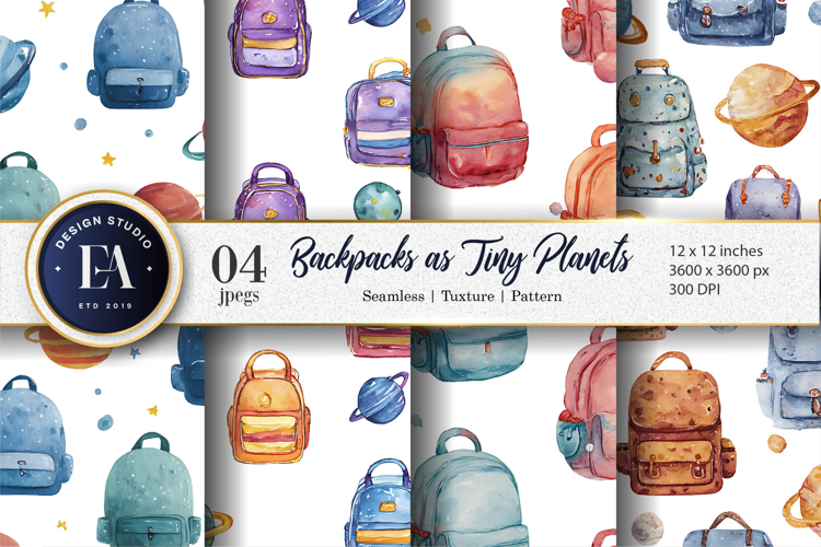 Hand-Drawn Planet Backpack Seamless Artwork Digital Paper