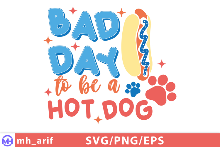 Hot Dog 4th of July Hand-drawn PNG SVG T-shirt Design