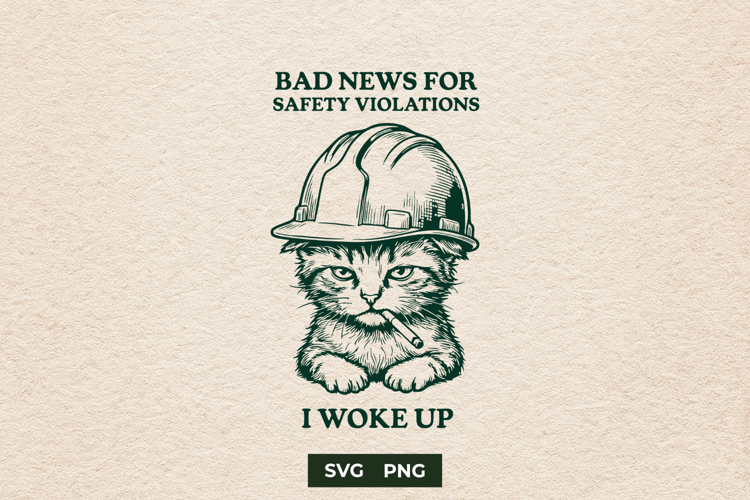 Sarcastic Construction Cat Hard Hat Meme SVG