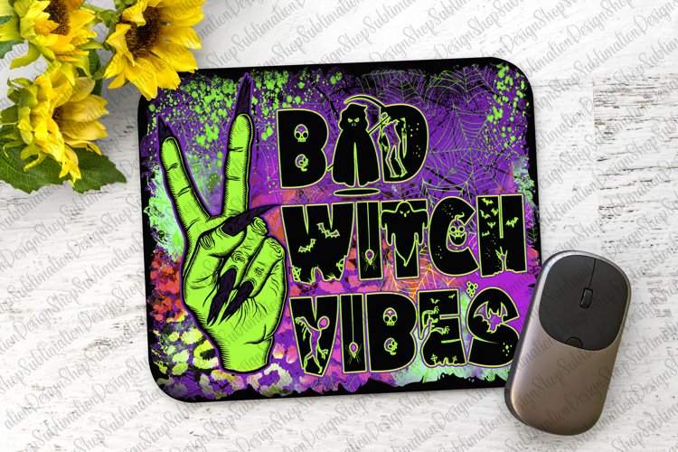 Halloween Mouse Pad Sublimation - Bad Witch Vibes Mouse Pad