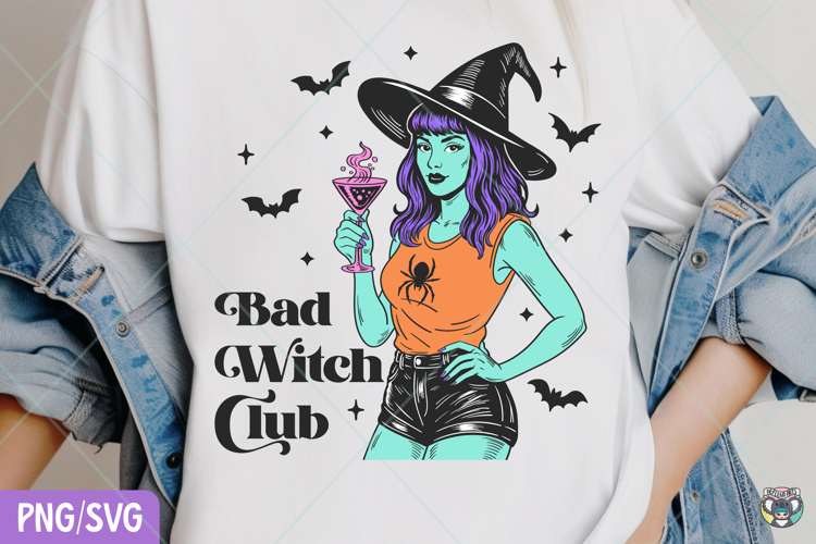 Halloween Witch PNG, Bad Witch Club Png, Retro Halloween Png