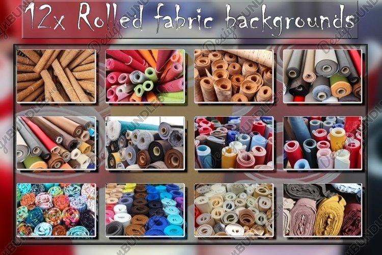 12x Rolled fabric samples found on a market - backgrounds