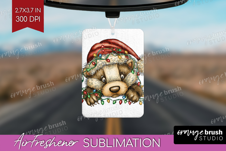Badger Tangled In Christmas Lights Air Freshener PNG Funny